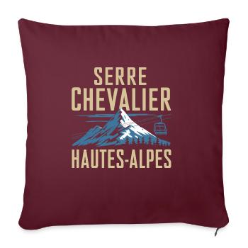 Serre Chevalier - Hautes-Alpes - Housse de coussin décorative 45 x 45 cm - bordeaux - Devant