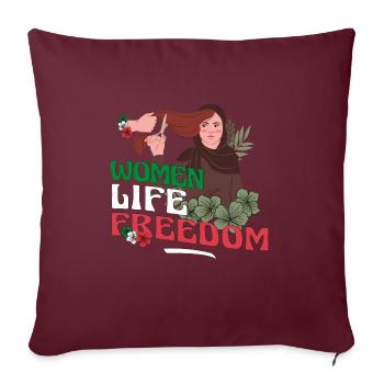 Liberté de vie des femmes - Femmes iraniennes mignonnes - Housse de coussin décorative 45 x 45 cm - bordeaux - Devant