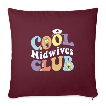 Cool Midwives Club Doula Squad Sage-femme - Housse de coussin décorative 45 x 45 cm - bordeaux - Devant