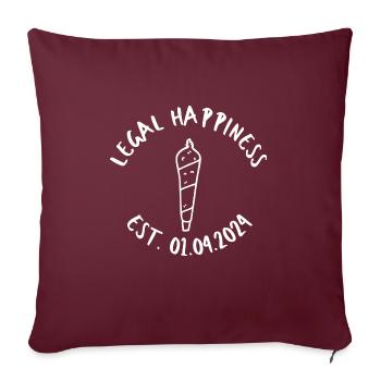 Legal Happiness Est. 01.04.2024 Cannabis - Housse de coussin décorative 45 x 45 cm - bordeaux - Devant