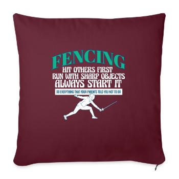 Drôle Escrime Athlète Entraîneur Épée Combat Combat - Housse de coussin décorative 45 x 45 cm - bordeaux - Devant