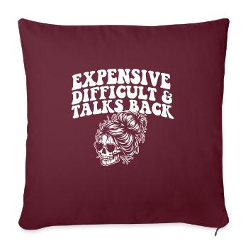 Cher difficile et répond squelette désordonné - Housse de coussin décorative 45 x 45 cm - bordeaux - Devant