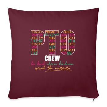 PTO Crew Parent Teacher Organization Équipe École - Housse de coussin décorative 45 x 45 cm - bordeaux - Devant