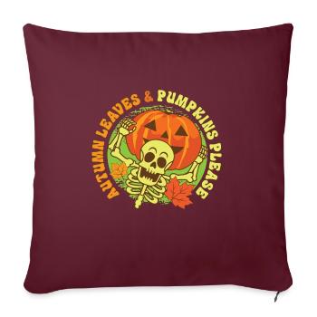 Bonjour Feuilles d’automne et citrouilles s’il vous plaît heureux - Housse de coussin décorative 45 x 45 cm - bordeaux - Devant