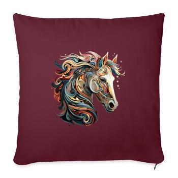 Cadeau pour les fans d’équitation du village du cheval pour enfants et cavaliers - Housse de coussin décorative 45 x 45 cm - bordeaux - Devant