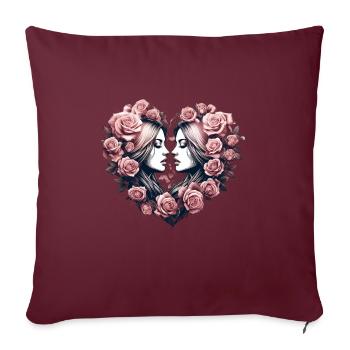 Rose Heart Love - Conception d’anniversaire de mariage pour les femmes - Housse de coussin décorative 45 x 45 cm - bordeaux - Devant