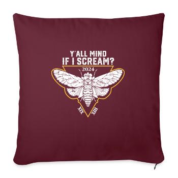 Cigale : Cela vous dérange tous si je crie Essaim de couvées de cigales - Housse de coussin décorative 45 x 45 cm - bordeaux - Devant