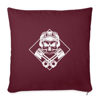 Rocker - Skull - Art Design - Biker - Housse de coussin décorative 45 x 45 cm - bordeaux - Devant