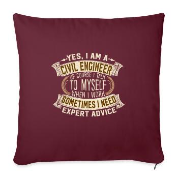Conseils d’experts en génie civil Self Talk - Housse de coussin décorative 45 x 45 cm - bordeaux - Devant