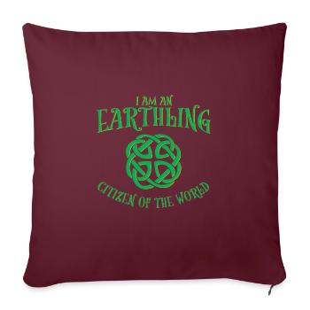 EARTHLING - Citoyen du monde - un design VERT - - Housse de coussin décorative 45 x 45 cm - bordeaux - Devant