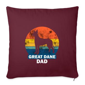 Great Dane Dad Dogge Silhouette Retro Kreis Grunge - Sofakissenbezug 45 x 45 cm - Burgunderrot - Vorne