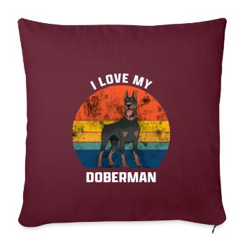 I Love my Doberman - Housse de coussin décorative 45 x 45 cm - bordeaux - Devant