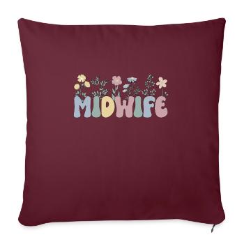 Cadeau de sage-femme Obstétricien Sage-femme - Housse de coussin décorative 45 x 45 cm - bordeaux - Devant
