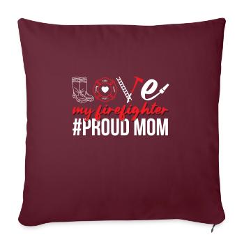 Fière pompier Maman De Pompier Mère Pompier - Housse de coussin décorative 45 x 45 cm - bordeaux - Devant