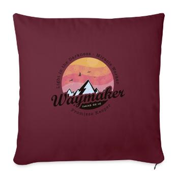 Verset biblique vintage - Waymaker Promise Keeper - Housse de coussin décorative 45 x 45 cm - bordeaux - Devant