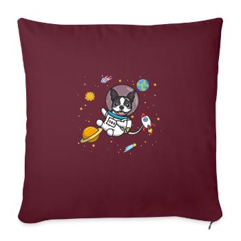 Boston Terrier - Housse de coussin décorative 45 x 45 cm - bordeaux - Devant