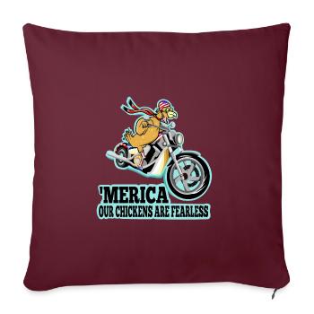 Chicken riding a motorbike - Housse de coussin décorative 45 x 45 cm - bordeaux - Devant