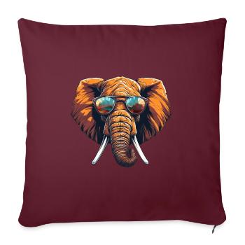 Cooler Elefant mit Sonnenbrille in Warmen - Sofakissenbezug 45 x 45 cm - Burgunderrot - Vorne