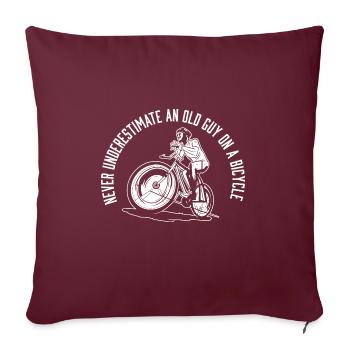 Ne sous-estimez jamais un vieil homme à vélo - Housse de coussin décorative 45 x 45 cm - bordeaux - Devant