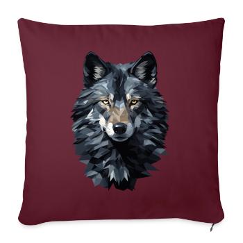 Loup dans le style polygonal - Housse de coussin décorative 45 x 45 cm - bordeaux - Devant