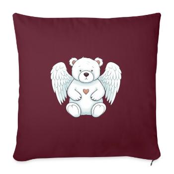 Ange ours polaire mignon avec des ailes - Housse de coussin décorative 45 x 45 cm - bordeaux - Devant