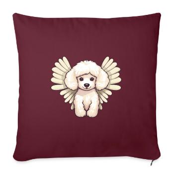 Doux caniche blanc avec des ailes d'ange - - Housse de coussin décorative 45 x 45 cm - bordeaux - Devant