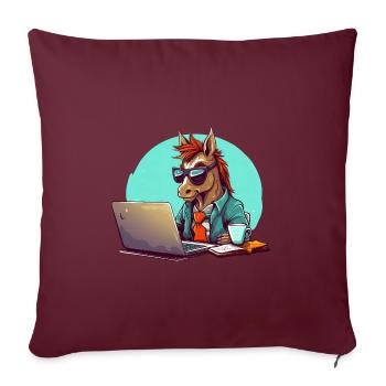Pferde-Power CEO - Kaffee und Laptop im Business - Sofakissenbezug 45 x 45 cm - Burgunderrot - Vorne