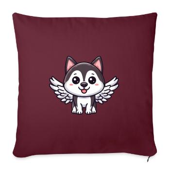Ange Husky, Aile Bande Dessinée, Chien Du Ciel - Housse de coussin décorative 45 x 45 cm - bordeaux - Devant