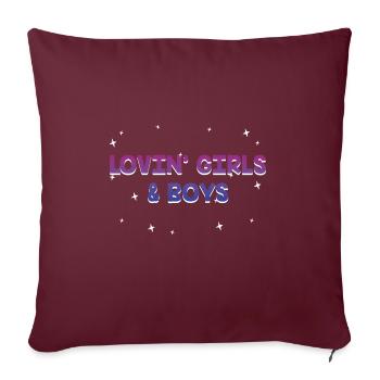 Lovin' Girls and Boys Bisexual LGBTQ Bi Pride - Housse de coussin décorative 45 x 45 cm - bordeaux - Devant