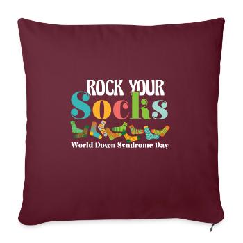 Sensibilisation au syndrome de Down Trisomie 21 - Housse de coussin décorative 45 x 45 cm - bordeaux - Devant