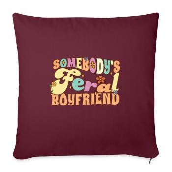 Le petit ami sauvage de quelqu’un drôle de fleurs groovy - Housse de coussin décorative 45 x 45 cm - bordeaux - Devant