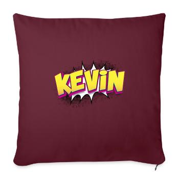 Kevin Nom personnalisé Style de bande dessinée Pop Art, Kevin - Housse de coussin décorative 45 x 45 cm - bordeaux - Devant