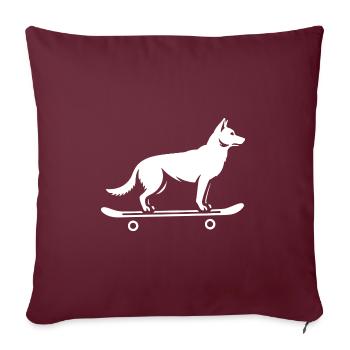 Dog Shepherd Skateboard Skateboarder - Housse de coussin décorative 45 x 45 cm - bordeaux - Devant