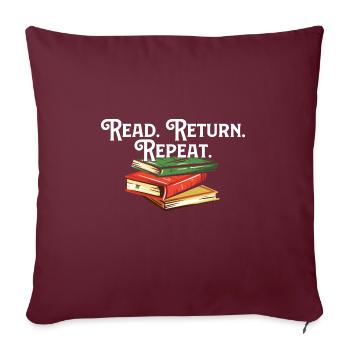 Lire Retour Répéter le livre du bibliothécaire - Housse de coussin décorative 45 x 45 cm - bordeaux - Devant