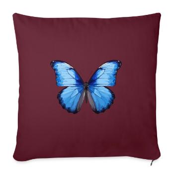 Blauer Morpho-Schmetterling - Sofakissenbezug 45 x 45 cm - Burgunderrot - Vorne