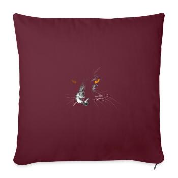 Katze im Dunkeln - Sofakissenbezug 45 x 45 cm - Burgunderrot - Vorne