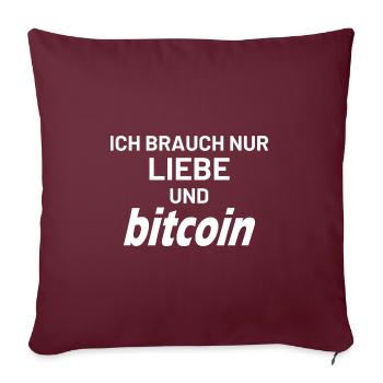 J’ai juste besoin de Bitcoin et d’amour - Housse de coussin décorative 45 x 45 cm - bordeaux - Devant