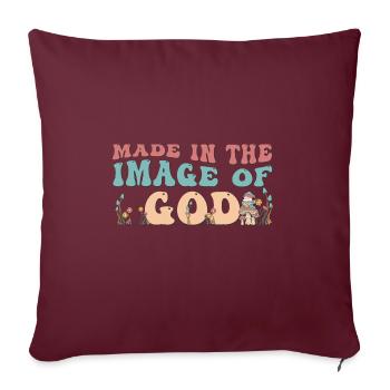Fabriqué à l’image de Dieu - Flower Mushroom Groovy - Housse de coussin décorative 45 x 45 cm - bordeaux - Devant