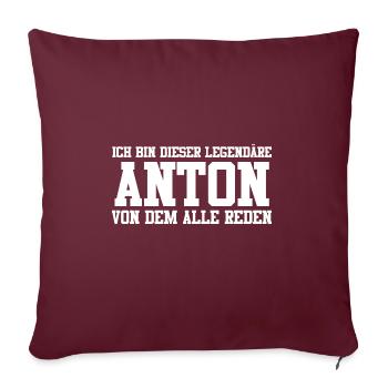 Anton Name Design - Sofakissenbezug 45 x 45 cm - Burgunderrot - Vorne
