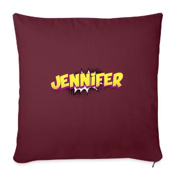 Jennifer Nom personnalisé Style bande dessinée Pop Art, - Housse de coussin décorative 45 x 45 cm - bordeaux - Devant