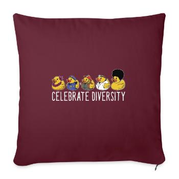 Funny Celebrate Diversity Yellow Bath Duckie Rubbe - Sofakissenbezug 45 x 45 cm - Burgunderrot - Vorne