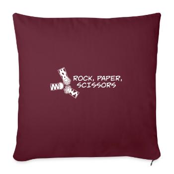 Mignon Kawaii Chat Patte Rock Papier Ciseaux Kitty Cat - Housse de coussin décorative 45 x 45 cm - bordeaux - Devant