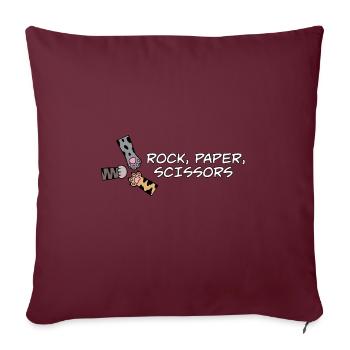 Mignon Kawaii Chat Patte Rock Papier Ciseaux Kitty Cat - Housse de coussin décorative 45 x 45 cm - bordeaux - Devant