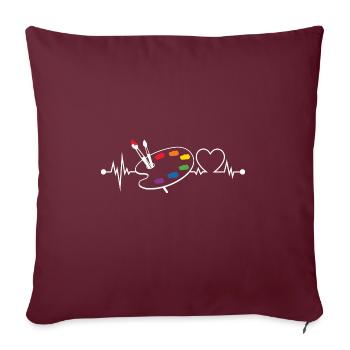 Peinture Dessin Art Pinceau Peintre Heartbeat - Housse de coussin décorative 45 x 45 cm - bordeaux - Devant