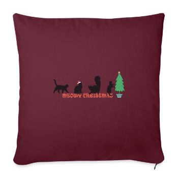 Miaou de Noël - Chat doux au chapeau de Père Noël - Housse de coussin décorative 45 x 45 cm - bordeaux - Devant