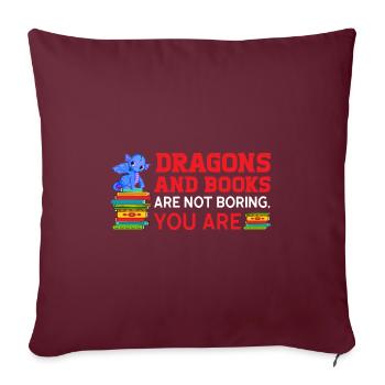 Drache Drache und Buch Drachenliebhaber Geschenk - Sofakissenbezug 45 x 45 cm - Burgunderrot - Vorne