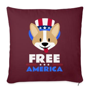 Free America - Chien - Housse de coussin décorative 45 x 45 cm - bordeaux - Devant