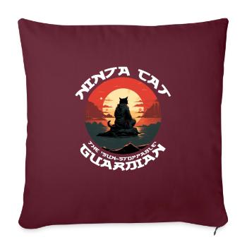 Ninja Black Cat in Front of Red sun - Sofakissenbezug 45 x 45 cm - Burgunderrot - Vorne