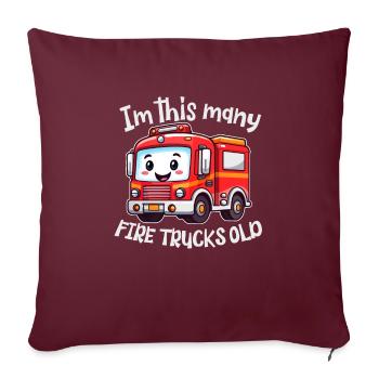 Camion de pompiers mignon - Je suis autant de camions de pompiers vieux - Housse de coussin décorative 45 x 45 cm - bordeaux - Devant