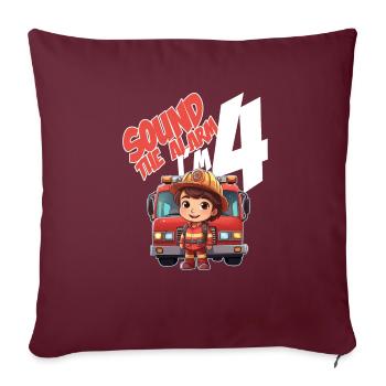 Kids Firefighter 4 Year Old Birthday Boy Theme - Sofakissenbezug 45 x 45 cm - Burgunderrot - Vorne